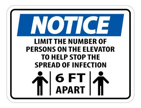 Notice Elevator Physical Distancing Sign Isolate On White Background,Vector I Stock Illustration