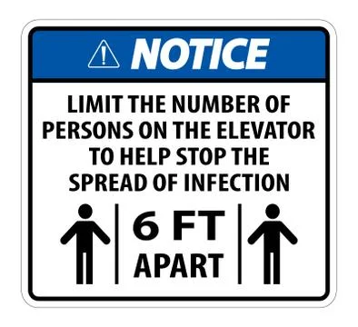 Notice Elevator Physical Distancing Sign Isolate On White Background,Vector I Stock Illustration