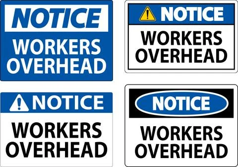 Notice Falling Debris Sign, Workers Overhead Falling Objects Stockillustratie