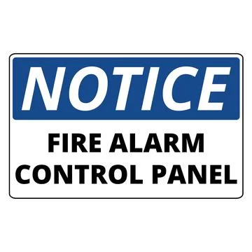 Notice fire alarm control panel banner isolated on a white background Stock Illustration