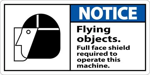 Notice Flying Object Face Shield Required Sign On White Background Stock Illustration