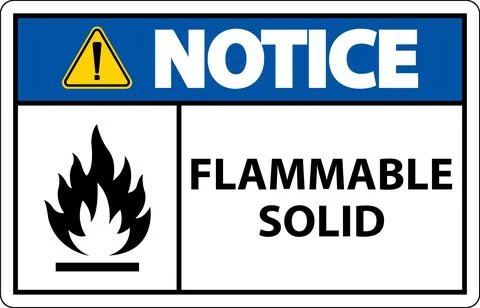 Notice Hazardous Signs Flammable Solid On White Background Stock Illustration