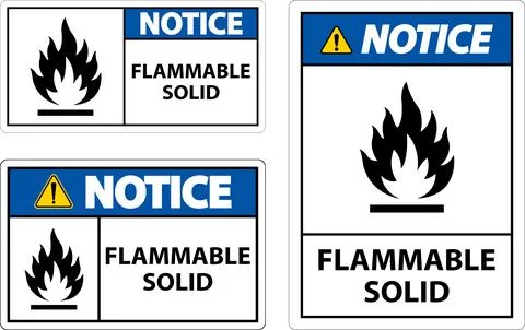 Notice Hazardous Signs Flammable Solid On White Background Stockillustratie