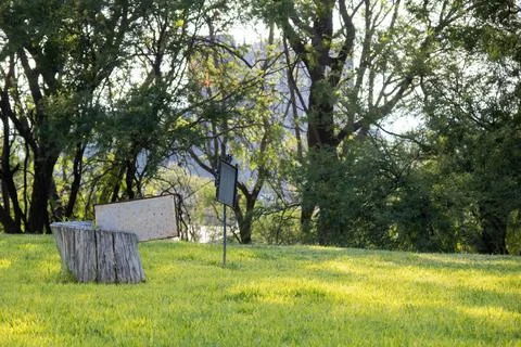 Notice to keep off the grass Foto stock