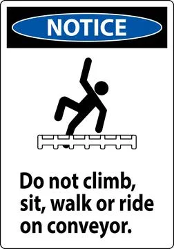 Notice Label Do Not Climb, Sit, Walk or Ride on Conveyor 스톡 일러스트