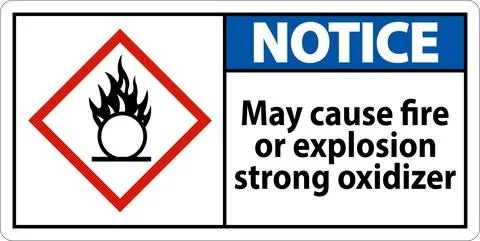 Notice May Cause Fire Or Explosion Sign On White Background Stock Illustration
