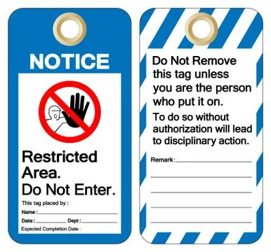 Notice Restricted Area Do Not Enter Tag Template Label Symbol Sign, Vector Il Stock Illustration