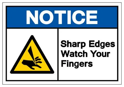 Notice Sharp Edges Watch Your Fingers Symbol Sign, Vector Illustration, Isola Stock Illustration