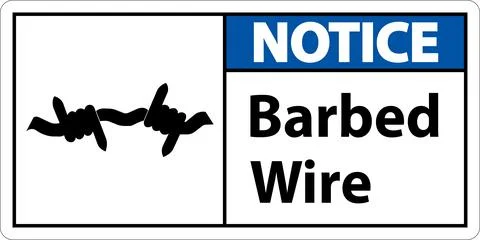 Notice Sign Barbed Wire On White Background Stock Illustration