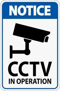 Notice Sign for CCTV System in Operation for Security Surveillance Stock Illustration