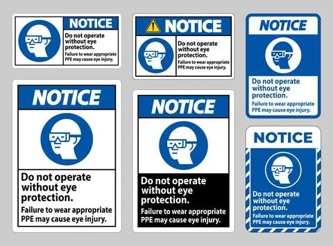 Notice Sign Do Not Enter Without Wearing Eye Protection,Vision Damage Can Res Ilustración de archivo