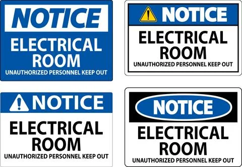 Notice Sign Electrical Room - Unauthorized Personnel Keep Out Ilustración de archivo