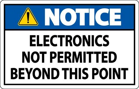 Notice Sign Electronics Not Permitted Beyond This Point Stock Illustration