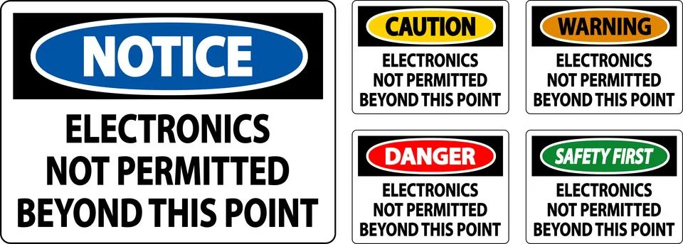 Notice Sign Electronics Not Permitted Beyond This Point Stock Illustration