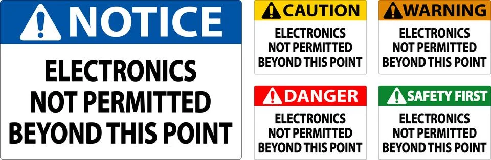 Notice Sign Electronics Not Permitted Beyond This Point Stock Illustration