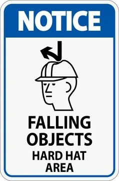 Notice Sign, Falling Objects Hard Hat Area Stock Illustration