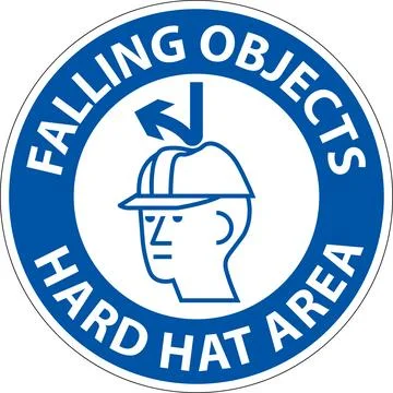 Notice Sign, Falling Objects Hard Hat Area Stock Illustration