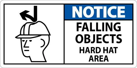 Notice Sign, Falling Objects Hard Hat Area Stock Illustration
