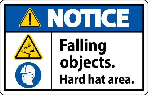 Notice Sign, Falling Objects Hard Hat Area 스톡 일러스트