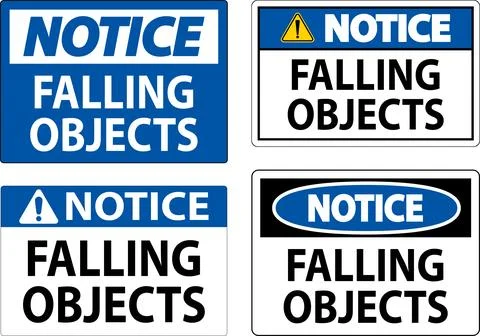 Notice Sign, Falling Objects Stock Illustration