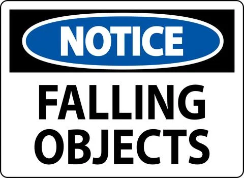 Notice Sign, Falling Objects Stock Illustration