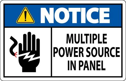 Notice Sign Multiple Power Source In Panel Stock Illustration