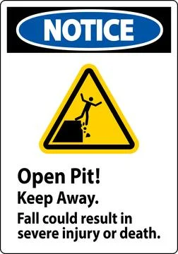 Notice Sign Open Pit Keep Away Fall Could Result In Severe Injury Or Death Stock Illustration