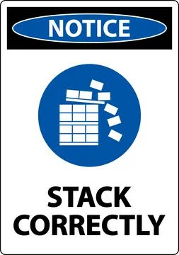 Notice Stack Correctly Sign On White Background Illustrazione stock