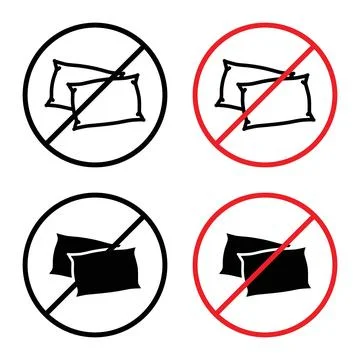 Notice stating no pillows allowed as specific area restrictions apply Stock Illustration