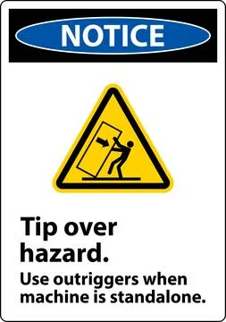 Notice Tip Over Hazard Use Outriggers Label On White Background Stock Illustration