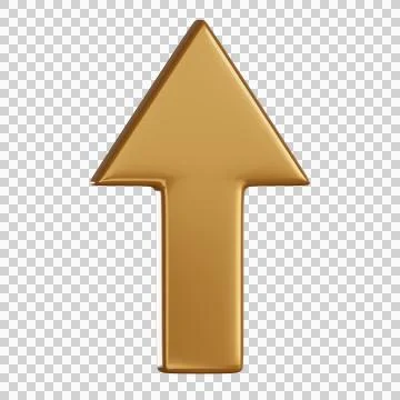 Notification 3d icon arrow gold up direction minimal style Stock Illustration