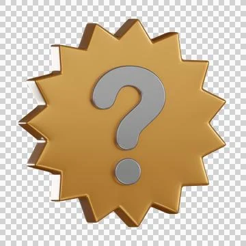 Notification 3d icon badge with question mark, subtle shine Stock Illustration