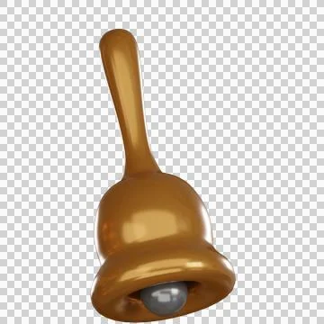 Notification 3d icon bell, glossy bronze metal ring Illustrazione stock