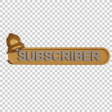 Notification 3d icon, bronze bell subscriber badge label Stock Illustration