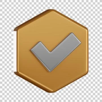 Notification 3d icon check badge minimal style Stock Illustration