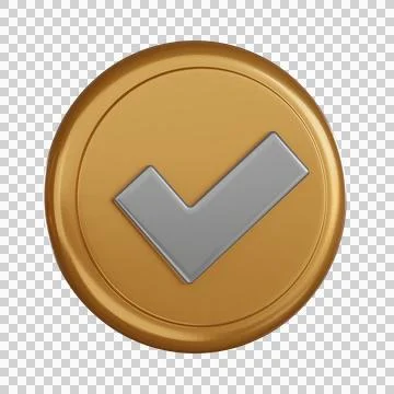 Notification 3d icon checkmark approval badge minimal Stock Illustration