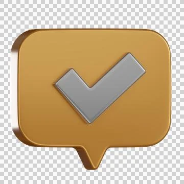 Notification 3d icon checkmark bubble approval Stock Illustration