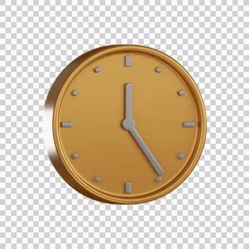 Notification 3d icon clock with gold face and silver hand Stock Illustration