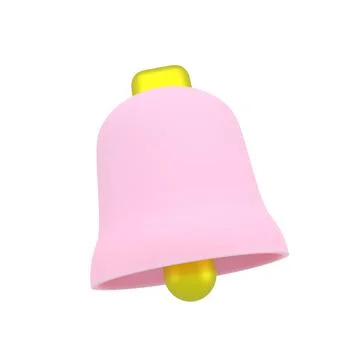 Notification 3D icon. Cute yellow bell. 3D Model render for design. 3d. Stock Illustration
