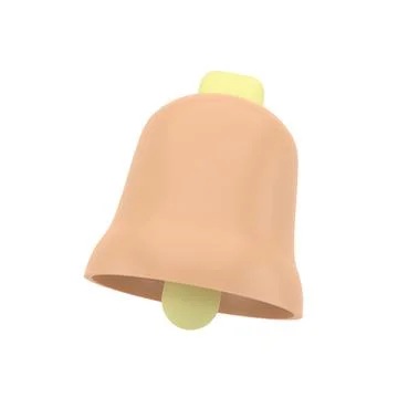 Notification 3D icon. Cute yellow bell. 3D Model render for design. 3d illust Stock Illustration