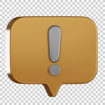 Notification 3d icon exclamation alert bubble minimal modern Stock Illustration