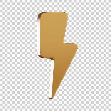Notification 3d icon, gold, lightning, badge, alert Sleek Stock Illustration