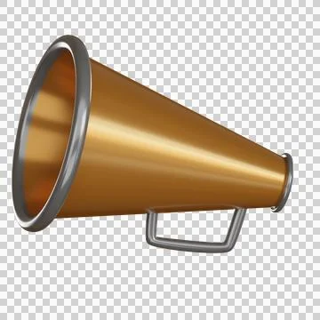 Notification 3d icon megaphone with handle in warm metal tone Stock Illustration