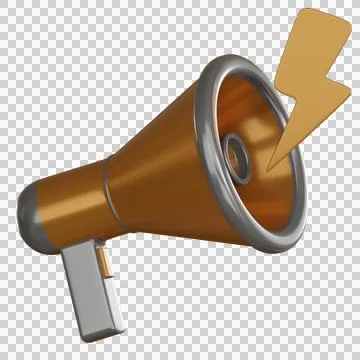 Notification alert 3d icon with megaphone and lightning Stock Illustration
