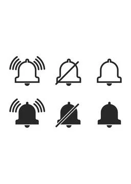 Notification Alert and Mute Bell Icon Set Stock Illustration