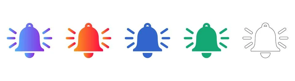Notification Alert Bell Icon Set Stock Illustration