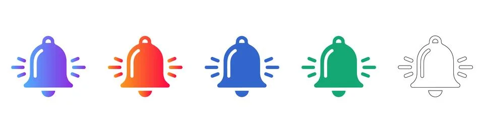 Notification Alert Bell Icon Set Stock Illustration