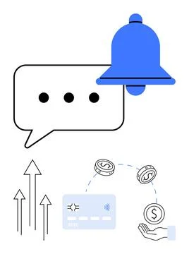 Notification Alert with Financial Transaction Elements and Upward Arrows In.. 스톡 일러스트