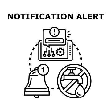 Notification alert system displaying warning messaging Stock Illustration