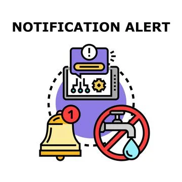 Notification alert system displaying warning messaging Stock Illustration